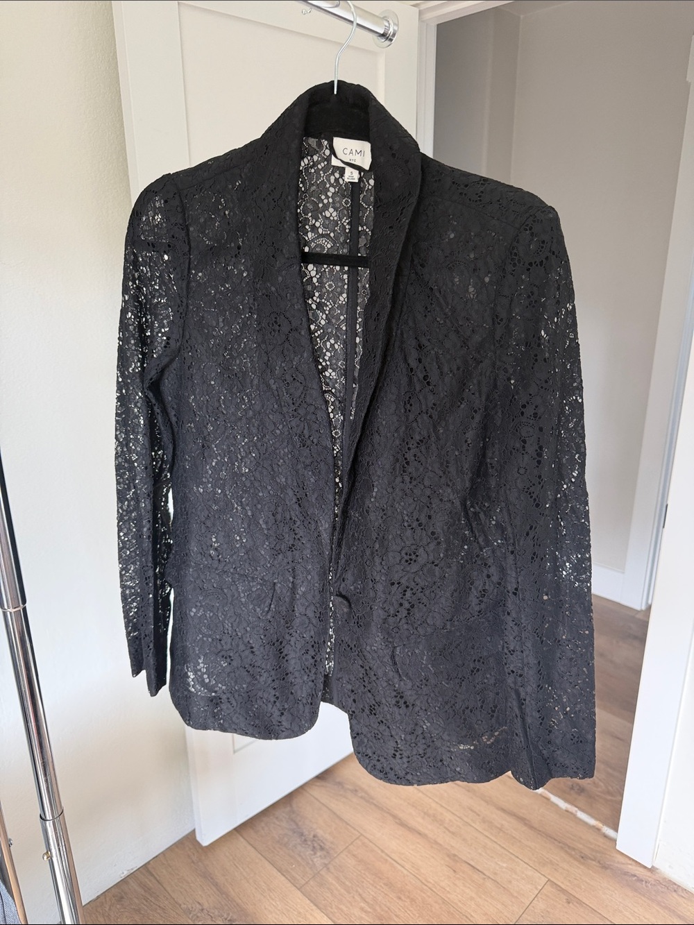 Cami NYC Black Lace Single-Button Blazer